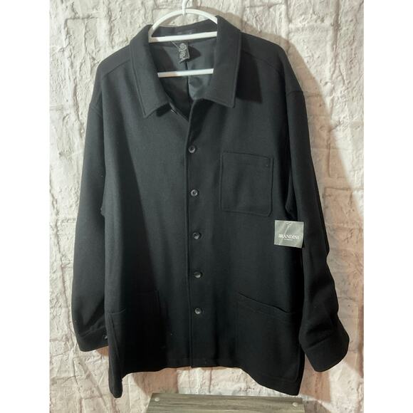 NWT Brandini Men’s Shacket Jacket Black XL Pure Wool Pockets Woolmark - Picture 3 of 8